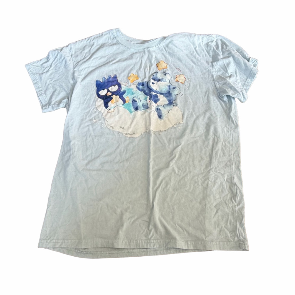 Care Bear and Badtz-Maru Hello Kitty And Friends Light Blue Short Sleeve Tee